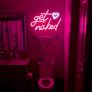 Serbasic 1pc Get Naked Neon Sign - USB-Powered LED Lights, Men's Room Decor, Cool Room Decor, Bedroom Inspo, Valentine's Day Couple Gift, Household Wall Accessory