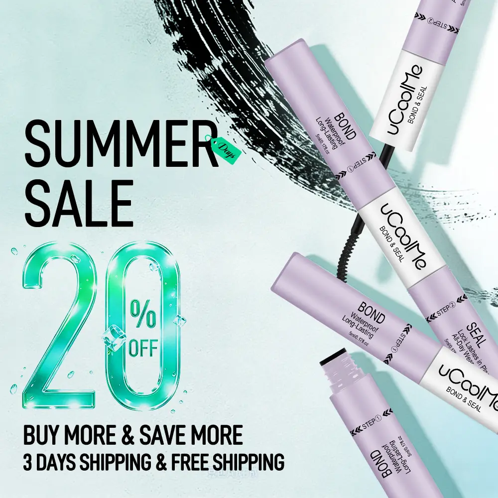UCOOLME 3-in-1 Lash Glue & Cleansing Remover, 24H Long-Lasting Hold, Waterproof Safe Cosmetic Adhesive for False Eyelashes