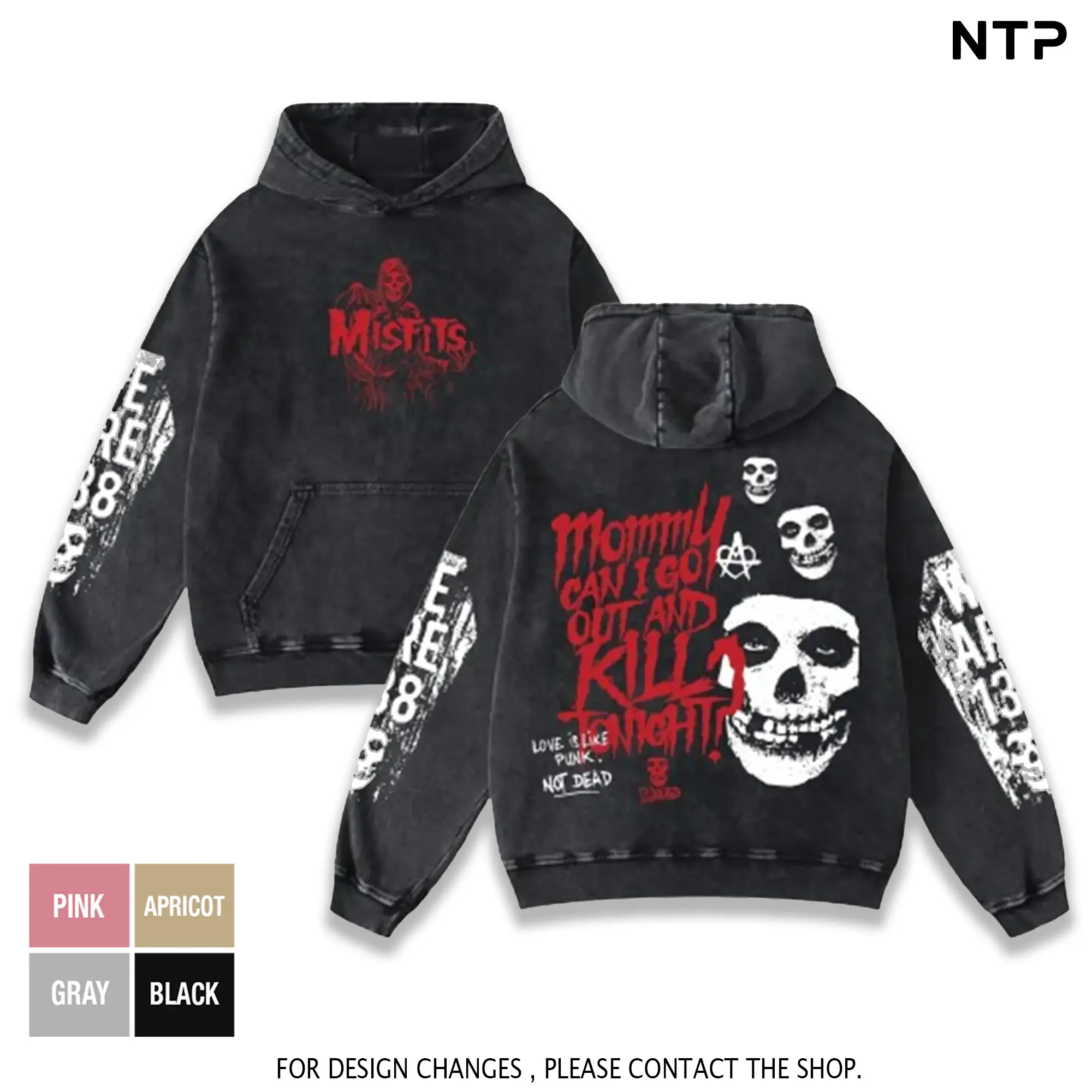 Misfits - Mommy, Can I Go Out And Kill Tonight Retro Unisex Acid Washed Hoodie T-Shirt, Retro Y2K punk rock Streetwear Top Classic Hoodie Tshirt, Alternative Streetwear Essential for Rock Lovers