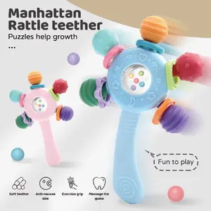 Baby Teether Rattle, Soft Silicone Material, Essential for Newborns, Sensory Toy, Play, Grasp Training, Soothing Gumming Aid, Perfect Gift for Toddlers