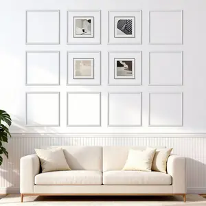 Wall Molding Kit 12 Pack, 20 X 20 Inch Wainscoting Panels, Lightweight Paintable Polystyrene, Easy To Install, Waterproof Accent Wall Trim For Interior Decor In Living Room, Kitchen, Hallway, Home, White