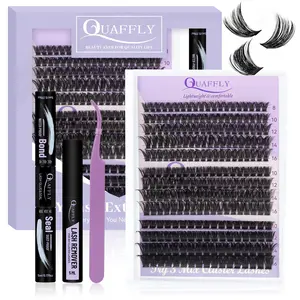 Individual False Eyelashes with Tools, 1 Set Mixed Length & Style Natural Look Eyelash Extensions, Self Grafting Curl Eyelashes, Eye Makeup Enhancement, Diy Volume Eyelashes