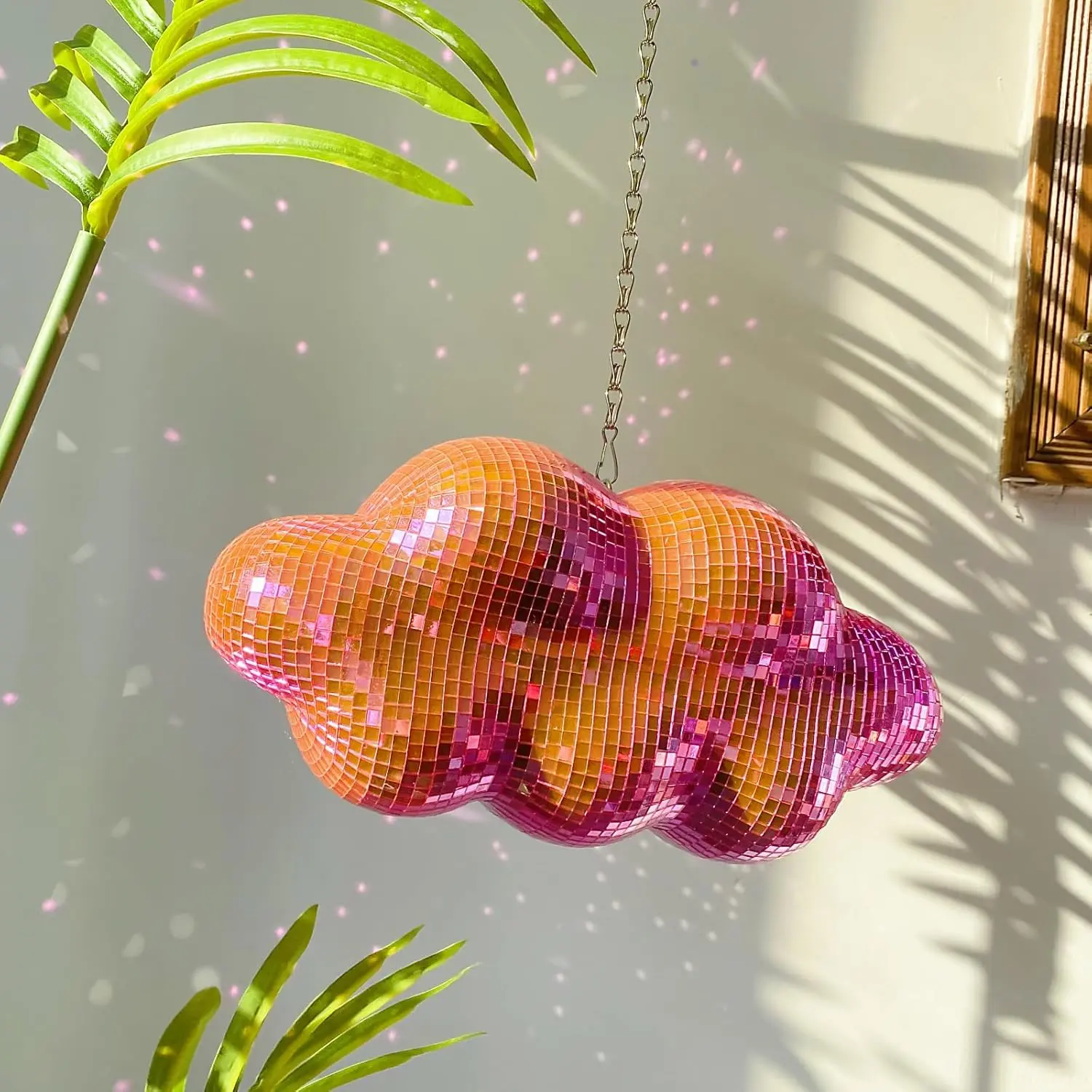 Disco Ball Design Cloud Shaped Hanging Decor, Easy to Hang Party Mirror Ball Decor with Chain, Retro Light Reflective Disco Ball for Party Home, Hangable Room Decor, Decorative Hanging Piece, Decoration Items, Decorations Supplies