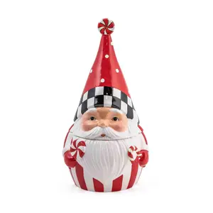 MacKenzie- Childs Peppermint Santa Cookie Jar