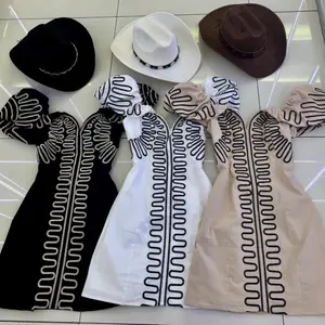 Sexy Dress - Casual Womenswear with Unique Design in Black White and Beige Colors