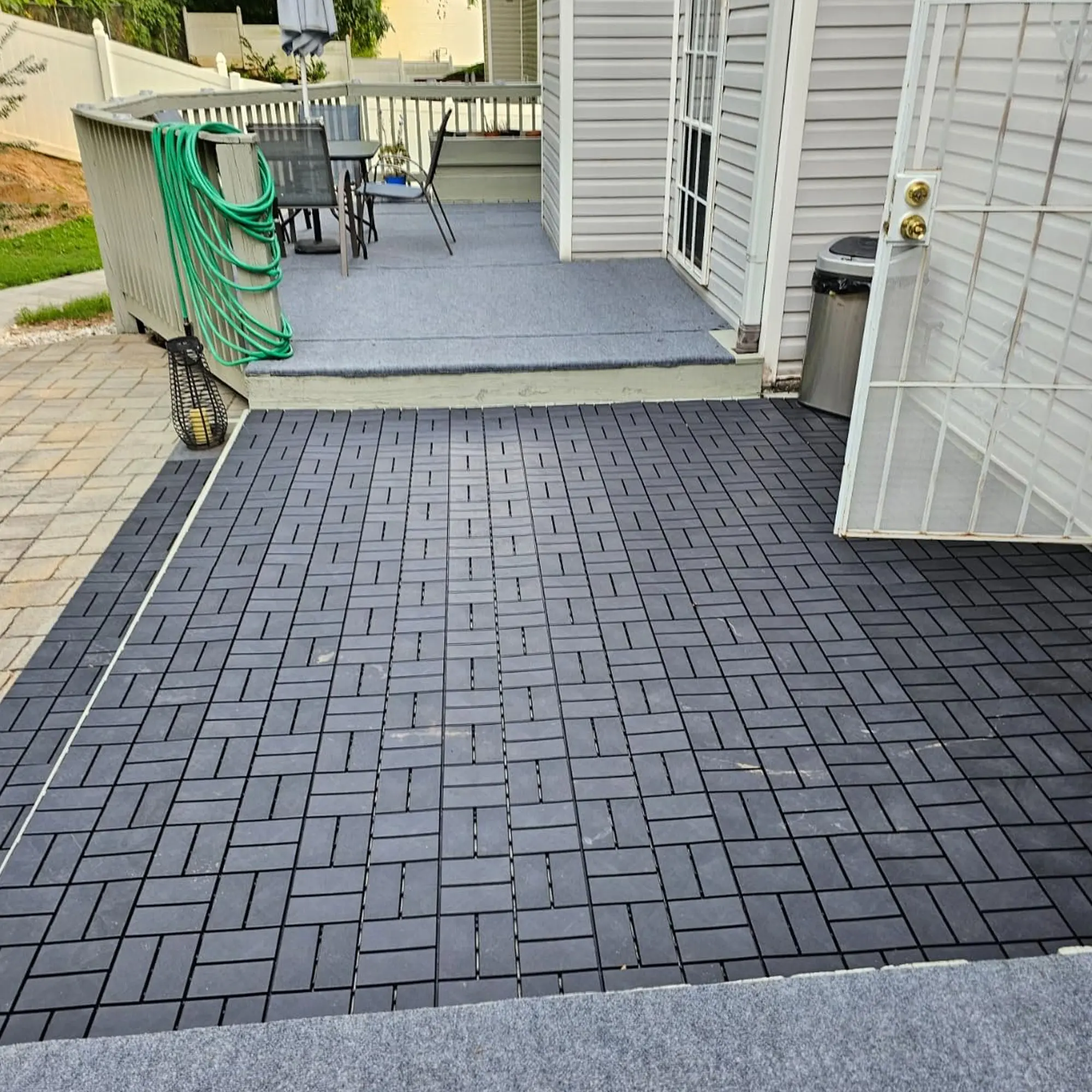 Composite Decking Click-Parquet Interlocking Deck Tiles, 44-Pack 12"x12" Waterproof Composite Flooring, All-Weather Indoor Outdoor Use for Patio, Balcony, Poolside