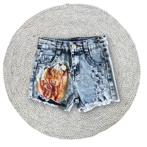 Baby Girls Summer Denim Western Cowgirls Highland Print Pockets Elastic Waistband Shorts Bottoms