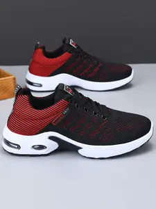Men's Running Shoes, Running Training Shoes, Breathable Mesh Flyknit, Shock Absorption Air Cushion, Lightweight Soft Sole, Casual Comfort Sneakers, Training Runner Footwear