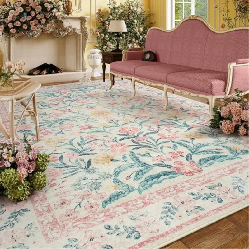 Floral Print Non-slip Floor Mat, Rectangle Home Decorative Carpet, Washable Floor Mat for Home Living Room Bedroom Hotel Dormitory Decor, Floral Area Rug, Boho Floral Rug, Flower Pattern Rugs, Bohemian Style Rugs, Botanical Area Rugs