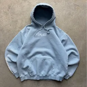 Vintage Blue Fox Racing Spellout Hoodie Oversized Y2k 90s Summer Cotton Fitted Round Neck Casual Wear Gym Clothes