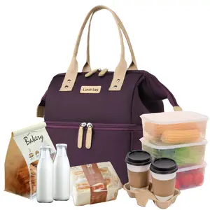 New Double-layer Insulated Outdoor Picnic Bag for Men and Women Portable Waterproof Bento Bag Large Capacity Thermal Insulation Leakproof Reusable Multi-Purpose Food Storage summerwins