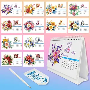 Create your bling 2026 calendar: 12 unique floral-themed diamond patterns included! Cute monthly art, simple to assemble. Sparkly decor + useful 2026 planner. Fun DIY activity & ideal gift for calendar/craft fans!