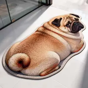 Extra Large Non-Slip Silicone Diatomite Bath Mat – Super Absorbent Fast Drying Cat Cartoon Doggy Bathroom Rug, Anti-Slip Shower Floor Mat for Tile, Toilet Entrance Pad for Elderly Safety, Washable Pet Litter Mat Alternative, Cat/Dog Lover Gift