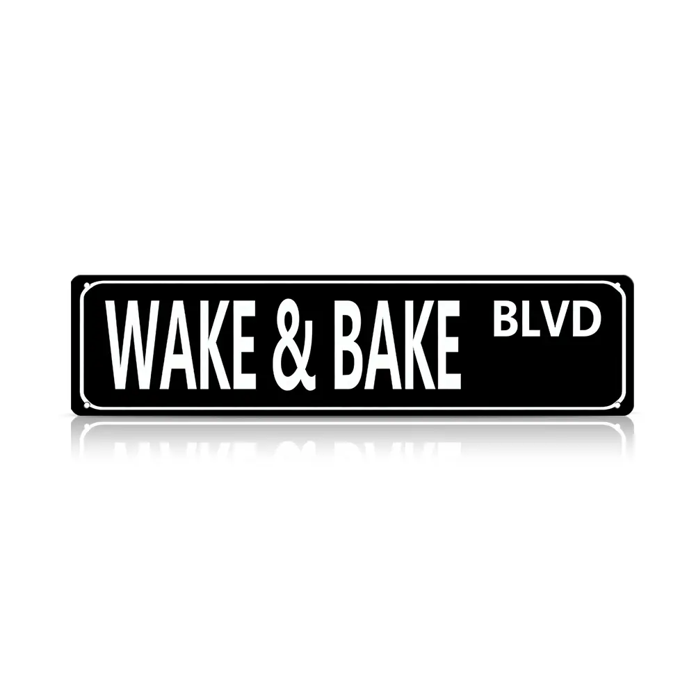 Wake & Bake Blvd Metal Tin Sign (16 x 4 Inch) – Funny Vintage Weed Marijuana Wall Art Decor, Slim Street Sign for Home Bar Cafe Garage Indoor/Outdoor, Humorous Gift for Mother’s Day, Father’s Day, Graduation & 4th of July |   summervibes