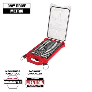 Milwaukee 48-22-9482 32pc 3/8" Metric Ratchet and Socket Set with Organizer