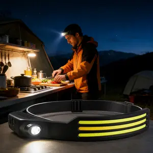High-brightness lightweight headlamp, USB Rechargeable Headlamp motion-sensing fishing headlamp with 6 lighting modes, portable COB floodlight headlamp for running and maintenance, USB rechargeable emergency work light