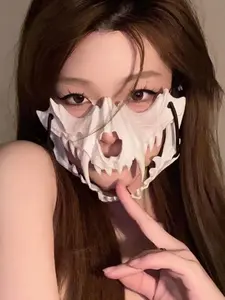 Anime Half Face Realistic Mask Tiger Inuyasha Dog Wolf Fox Costume Prop, Party Performance Cosplay Accessory, Unisex Halloween Fancy Dress