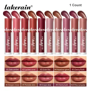 Lakerain Juicy Glow Lip Tint, Moisturizing Hydrating Tinted Lip Gloss, Glow-Boosting Lipstick, Long-Lasting Lip Glaze Lip Plumper, Lightweight, Non-Sticky, Comfortable, Glossy Finish, 10 Shades Optional, Travel-Friendly Gift for Women, Cosmetics