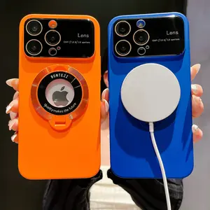 Kickstand Case for iPhone 12 13 14 15 16 17 Pro Max Case, Large Viewport Design, Hard PC Built-in Luxury Camera Lens Protector Full Protection Phone Cover with Magsafe for Women Girls Boy Men