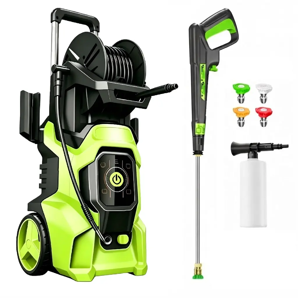 5560PSI MAX 3.0GPM Electric Pressure Washer, 15 Level Adjustable Touch Screen, Everyday Exterior Cleaning Solution, with 4 Spray Nozzle, 500ML Foam Cannon, Stainless Steel Lance and Total Stop System for Car Wash, Home, Patio Cleaning