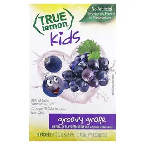 Groovy Grape (10 Packets) for Hydration - No Preservatives, No Artificial Flavors, No Artificial Sweeteners - Low Sugar Water Flavoring - Powdered Drink Mix for Kids