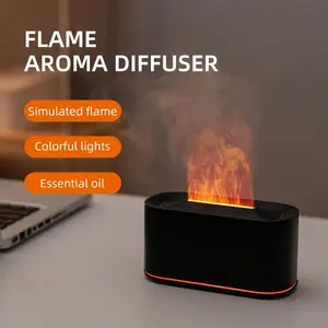 1pc 220ml Flame Ultrasonic Aroma Diffuser, 7 Colors Lighting Diffuser Machine, Portable USB Powered Essential Oil Desktop Diffuser Air Humidifier, Aromatherapy Diffusers, Humidifier Light for Bedroom, Living Room, Home Decor