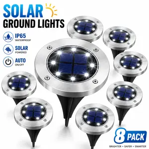 4.6 inch 8Pack Solar Outdoor Led Lights, 8 LEDs Solar Garden Lights/lP65 Waterproof/ Warm & White Super Bright in-Ground Lights/Solar Lava Lamp for Garden & Yard & Walkway & Pathway & Patio & Lawn & Driveway & Pool & Outdoor