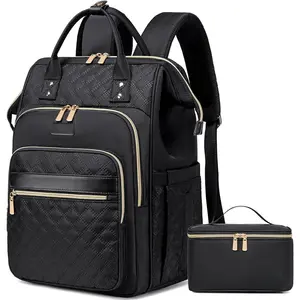 Lunch Backpack for Women, 15.6 Inch Laptop Backpack for Womens Stylish Nurse, Teacher Work  pack with Lunch Box Insulated Backpacks Cooler for Women Men Travel Camping Picnics