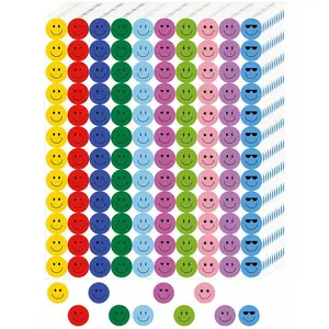 Cute Small Colorful Smiley Face Stickers for Kids, Cartoon Emoticon Decoration for Reward and Praise, Adhesive Fun Face Stickers
