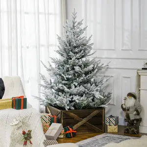 HOMCOM 6ft-9ft Artificial Christmas Tree - Pine Hinged Xmas Tree with Realistic Branches, Steel Base, Auto Open, Green for Home Decor, Household Items Decor, Party Decoration