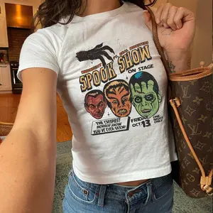 Spook Show 90s Baby Tee Summerween Top Vintage Halloween Cult Classic Horror Grunge Fright Night Monster Mash Frankenstein Tee