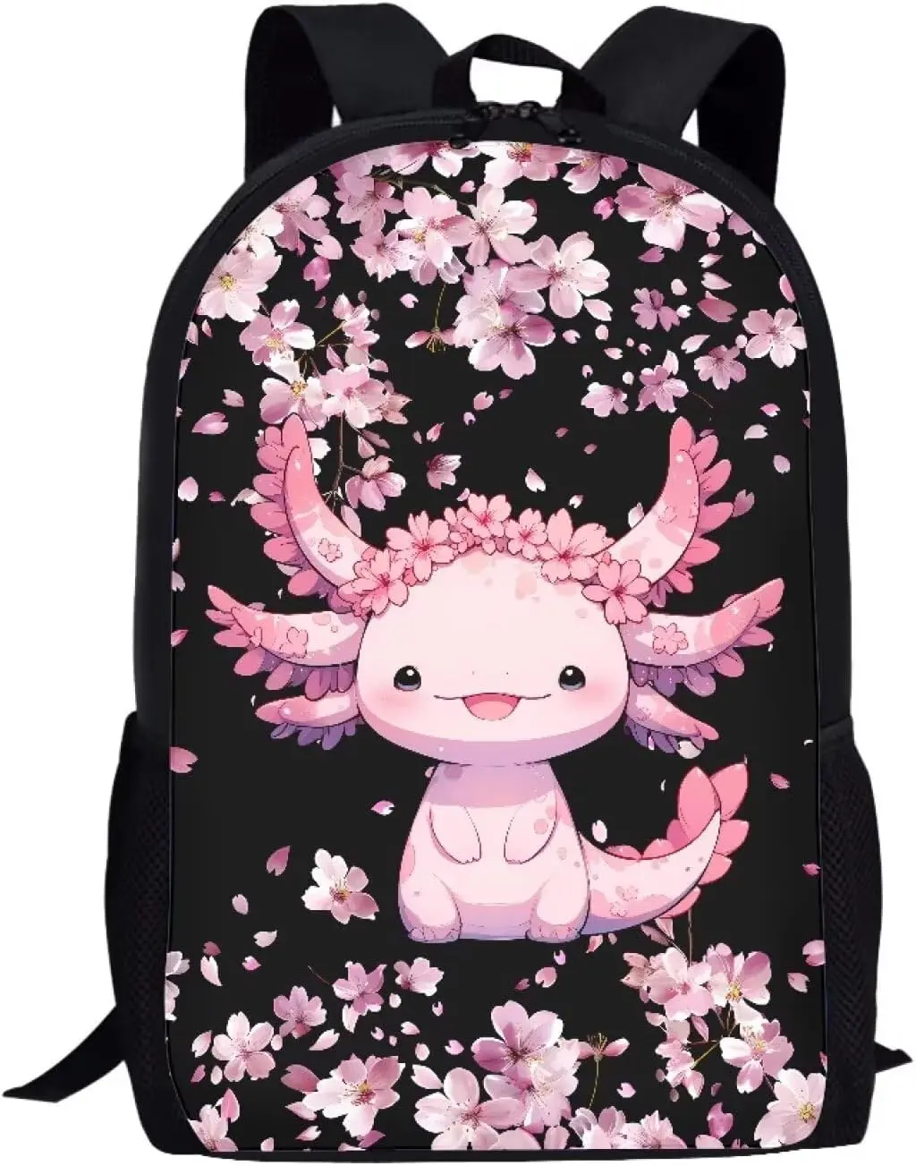 Axolotl Cherry Blossom Big Student Backpack Bookbag Laptop Dayback Rucksack for for Travel Work