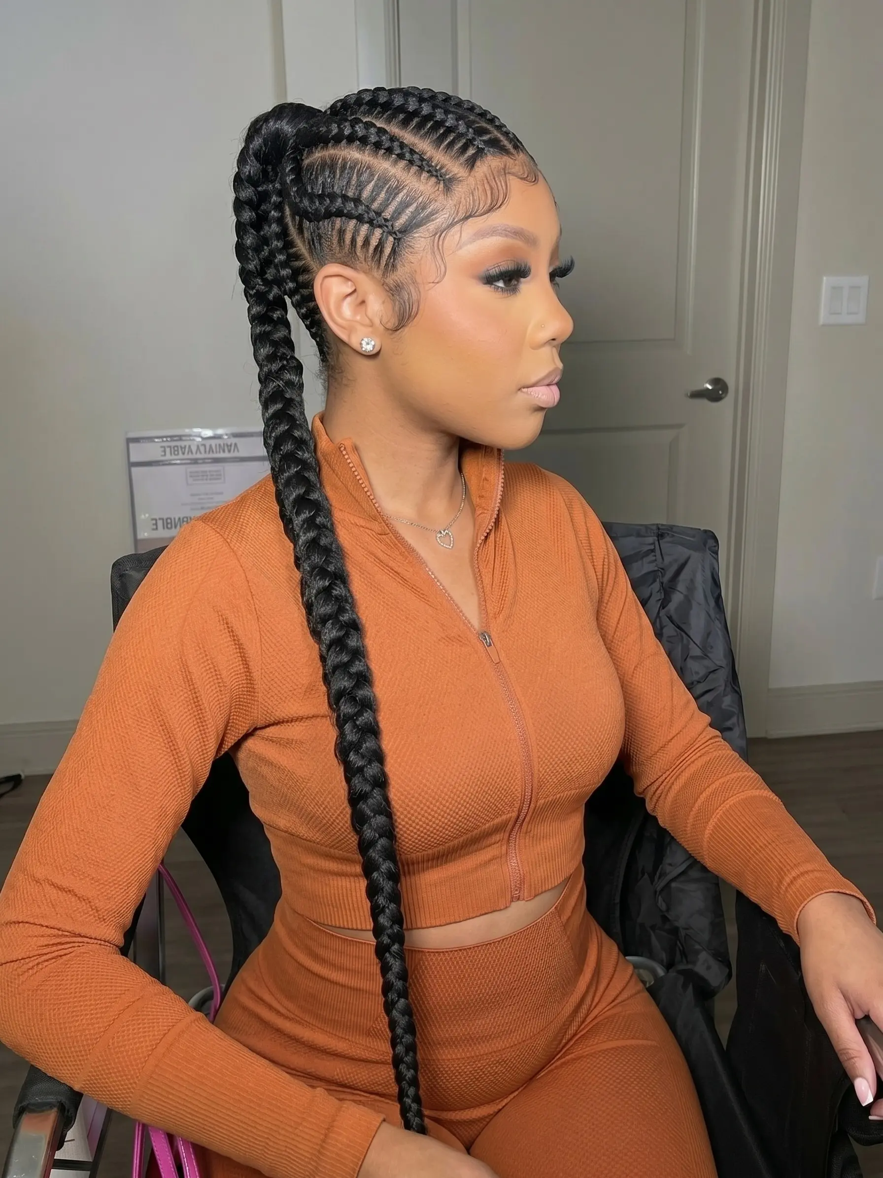 Jumbo Single Braided Ponytail Wig Cornrow Braided Wigs Full Lace Front Wig Synthetic High Ponytail Styles Hair Wigs 30 INCHES  Knotless Box Braids With Baby Hair