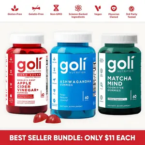 3 Bottles Goli Best Seller Blended Vitamins & Minerals Supplement Bundle: Ashwagandha KSM-66, Apple Cider Vinegar, Matcha Mind Formula with Cognizin, Vitamins D2 and B12