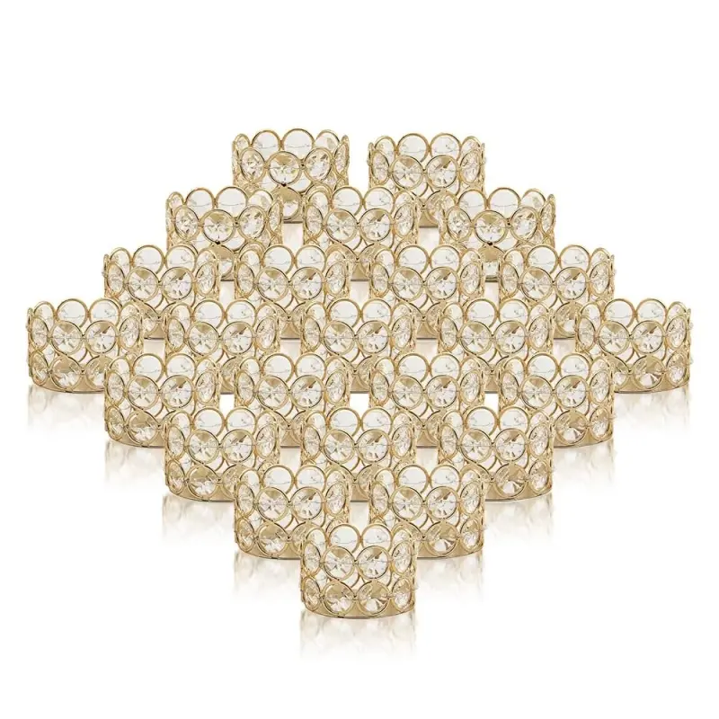VINCIGANT 24pcs Crystal Gold Votives Candle Holder Elegant Decorative Tealight Candle Holders for Weddings,Parties,Chirstmas,Gifts,Home Decor