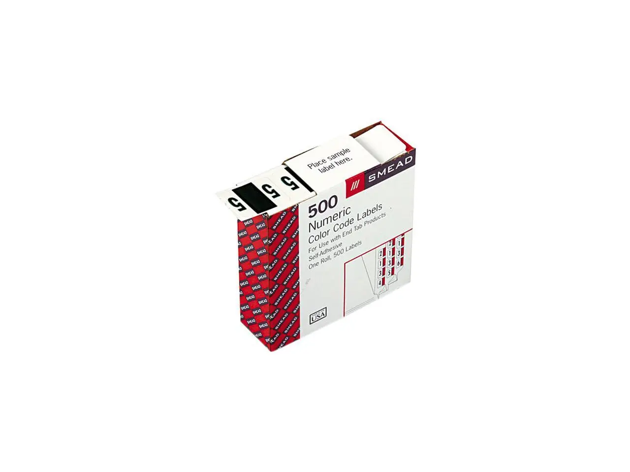 Smead 67375 Single Digit End Tab Labels, Number 5, Dark Green-on-White, 500/Roll