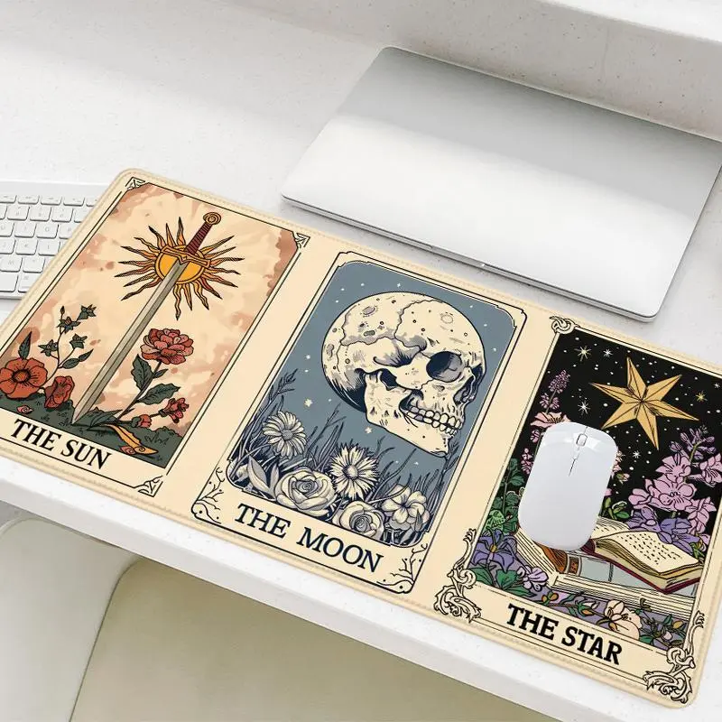 Tarot Card Pattern Mouse Pad, Rectangle Gaming Mouse Pad, Non-Slip Rubber Base Stitched Edge Desk Pad for Desk Laptop Desktop, Gaming Mousepad