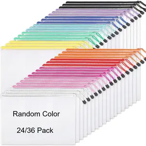 Mixed Color File Zipper Bag, 12pcs/set A4 Size File Storage Zipper Bag, File Organizer for Home School Office Dormitory Outdoor
