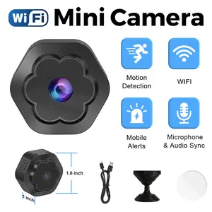 flycloud F1 Mini Wireless Battery Powered Security Camera Magnetic Mount Easy Install 1080P HD Night Vision Motion Detection Alert APP Remote View Cloud & TF Card Storage AP Hotspot No Network Monitoring Compact For Home Car Shop Office Warehouse