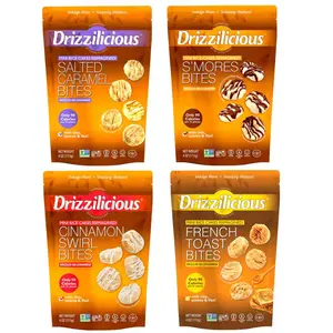 Drizzilicious Mini Rice Cakes 4 Pack – Salted Caramel, S’mores, Cinnamon Swirl & French Toast | 4 oz Bags | Vegan Gluten-Free Crispy Superfood Snack