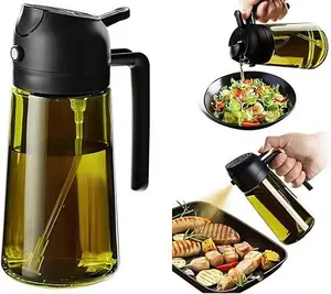 Refillable 2-in-1 Oil Mister & Dispenser, Precision Cooking Oil Spray Bottle for Olive Oil, Vegetable Oil, Grilling, Roasting & Meal Prep