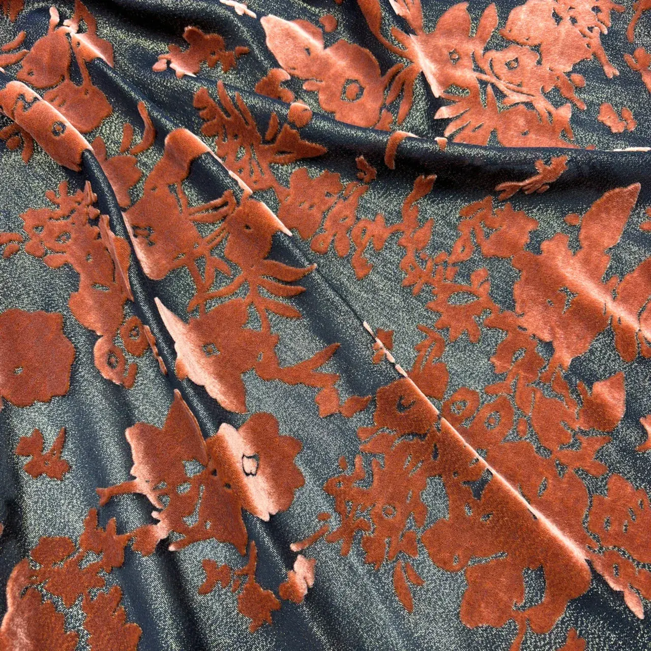 Mulberry Silk Velvet Fabric - Burnt Flower, Flocking, Jacquard Designs - Multiple Lengths for Dressmaking, Fashion Accessories