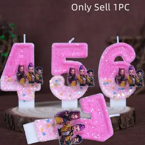 Singing Girls Group Birthday Cake Party Candles With Age Number,4/5/6/7 Years Old Birthday Festive Celebrations Supplies,Cartoon Character Design Birthday Cake Candles,Best Creative  Birthday Cake Decorations.