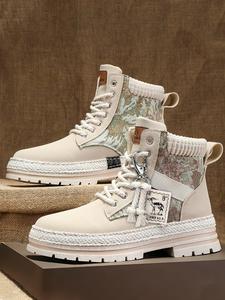 unisex's fashionable patchwork design lace up hiking shoes, casual sporty outdoor shoes for men & women, breathable comfortable sports shoes for daily wear