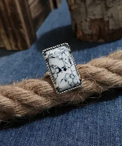 Western Rectangular Adjustable MARBLE Ring