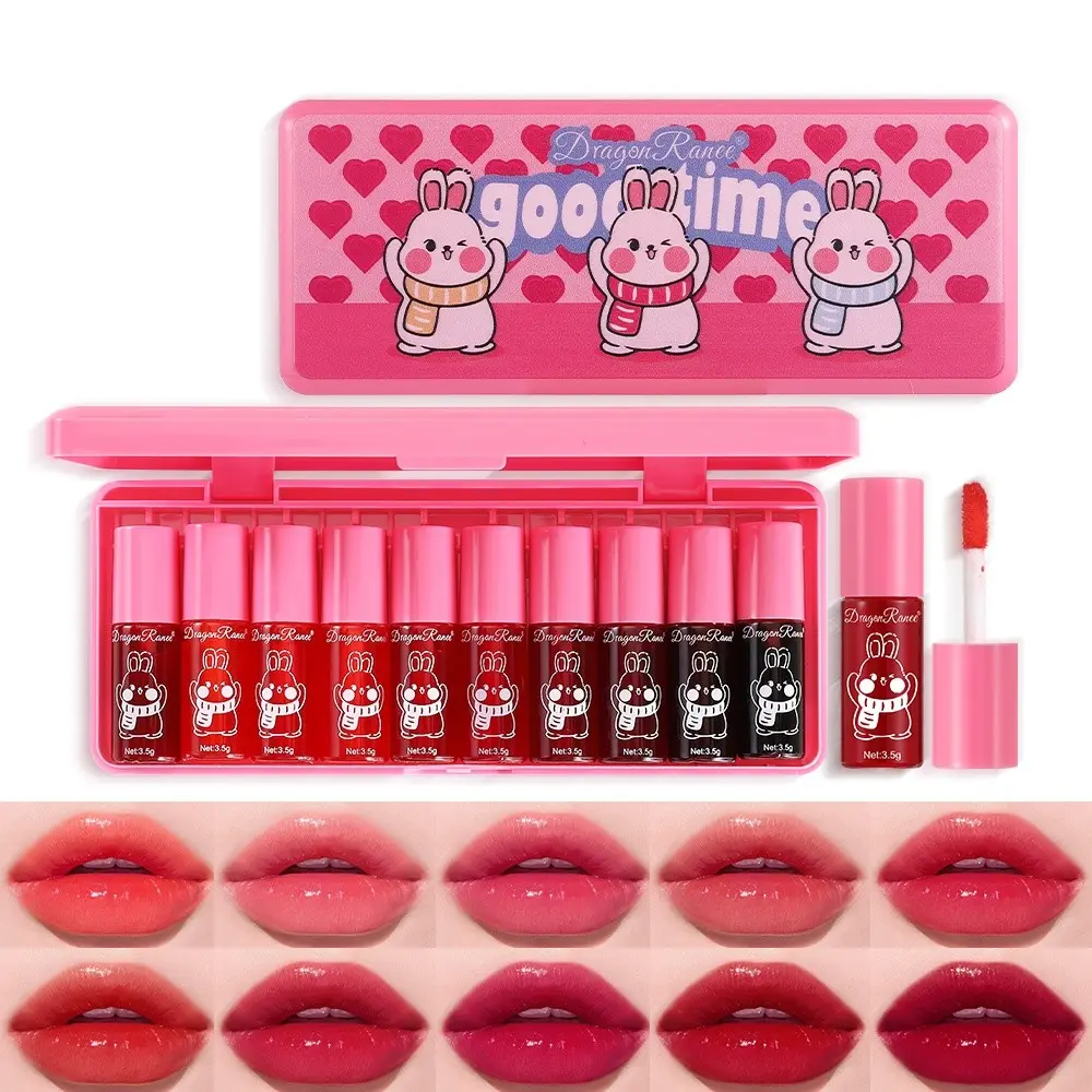 10-Piece Glossy Lip Gloss Set, Moisturizing Non-Sticky Lip Balm, Glass Texture Lip Stain Kit, Brightening Hydrating Lip Care Products, Hydrating Glassy Lip, Glossy Lip Tint, Mirror Like Gloss, High Gloss Shine