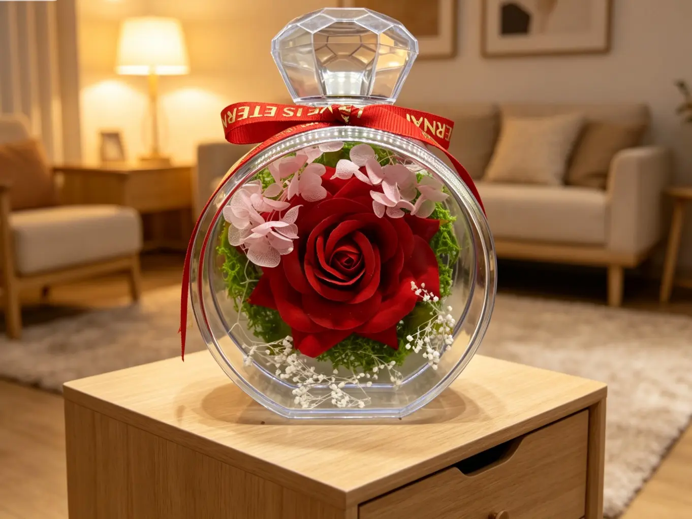 Giant Encounter Romantic Themed Preserved Roses Gift Box with Valentine’s Day Perfume Glass Bottle - Unisex Flowers Gift for Home Supplies, Anniversary, Birthday, Gift Decoration