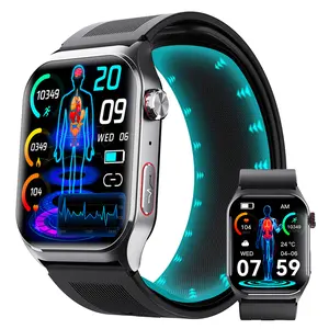 F520 Air Pump Blood Pressure ECG 2.1-inch Airbag Strap Smart Watch Heart Rate Blood Pressure Blood Oxygen Sleep Monitoring Voice Broadcast SOS Fall Alarm PPG/EDA Detection AI Analysis Remote Care Waterproof Sports Bracelet