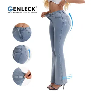 Genleck Crossover Flare Jeans | Stretch, Butt-Lifting, Tummy Control Denim