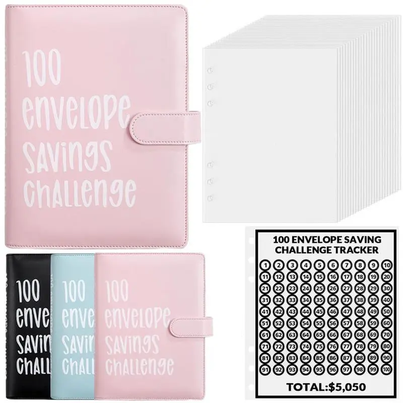 Save $5,050 in 100 Days Savings Challenge Binder with Cash Envelopes Money Saving Budget Book A5